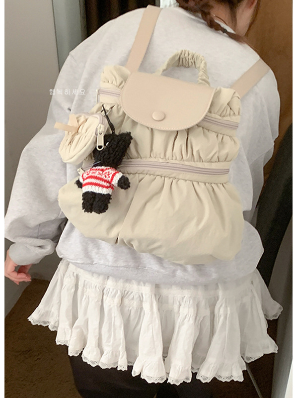 Ženski najlonski ruksak s poklopcem, zatvarač, unutarnja džep sa zatvaračem, Zima 2024