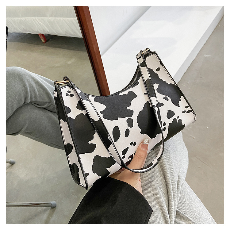 Jingzheng bags Ženska PU torbica u street-trend stilu, uzor leopard/krava/zebra, vodoravni kvadratni oblik, zatvaranje zipom, jedna naramenica