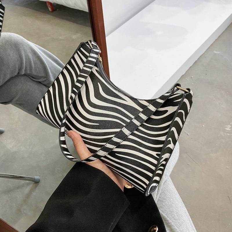 Jingzheng bags Ženska PU torbica u street-trend stilu, uzor leopard/krava/zebra, vodoravni kvadratni oblik, zatvaranje zipom, jedna naramenica
