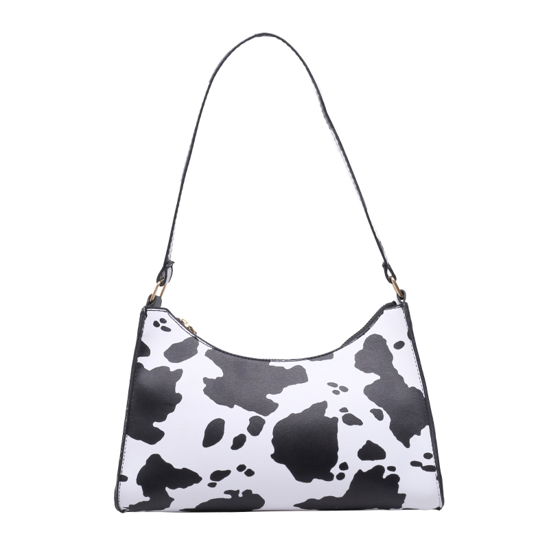 Jingzheng bags Ženska PU torbica u street-trend stilu, uzor leopard/krava/zebra, vodoravni kvadratni oblik, zatvaranje zipom, jedna naramenica