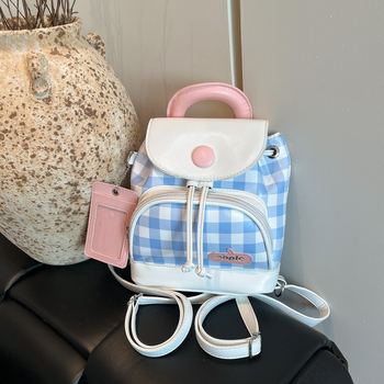 Мини раница с PU материал, градски стил, магнитно закопчаване, полиестерна облицовка, вътрешен джоб за мобилен телефон