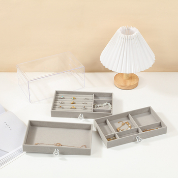 Cutie pentru bijuterii cu trei niveluri pentru birou, din material compozit, anti-praf, rezistentă la umezeală, portabil