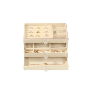 Cutie pentru bijuterii cu trei niveluri pentru birou, din material compozit, anti-praf, rezistentă la umezeală, portabil