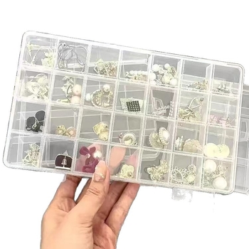 Rögzített rekeszekkel ellátott ékszerdoboz, asztali műanyag rendező gyűrűk, fülbevalók és hajdíszek számára