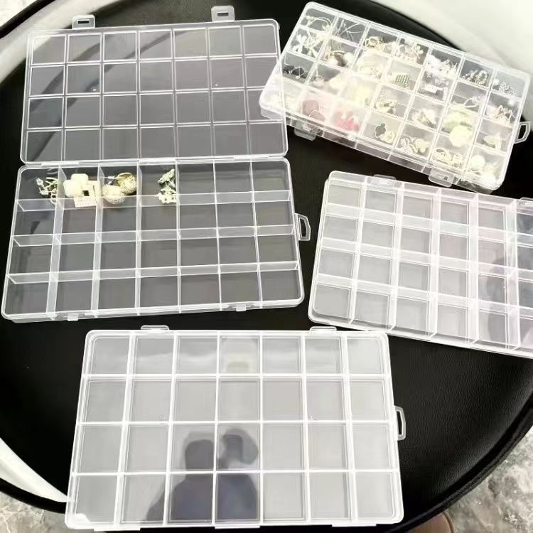 Rögzített rekeszekkel ellátott ékszerdoboz, asztali műanyag rendező gyűrűk, fülbevalók és hajdíszek számára