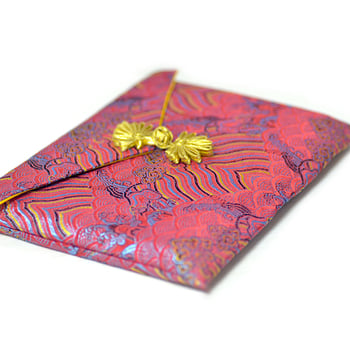 Ékszertáska, brokát anyag, egyrétegű, kínai stílus, asztali tárolás