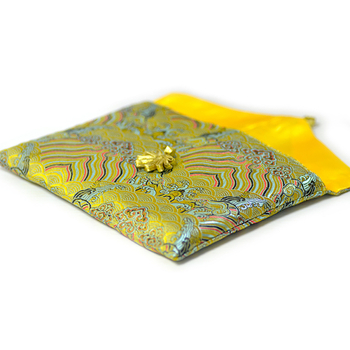 Ékszertáska, brokát anyag, egyrétegű, kínai stílus, asztali tárolás