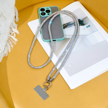 Kabel za telefon s kristalima, poliester užad i metalna kopča, unisex, moguć ispis logotipa