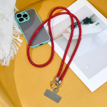 Kabel za telefon s kristalima, poliester užad i metalna kopča, unisex, moguć ispis logotipa