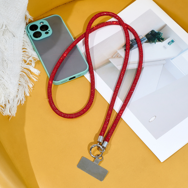 Kabel za telefon s kristalima, poliester užad i metalna kopča, unisex, moguć ispis logotipa