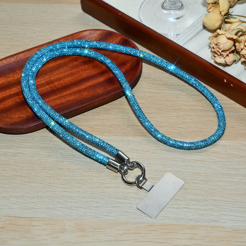 Kabel za telefon s kristalima, poliester užad i metalna kopča, unisex, moguć ispis logotipa