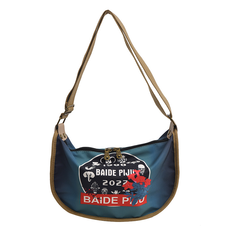 Dumpling oblik crossbody torba, najlon, patentni zatvarač, jedan remen za rame, trodimenzionalni vanjski dio
