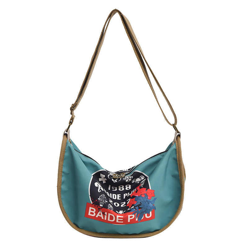 Dumpling oblik crossbody torba, najlon, patentni zatvarač, jedan remen za rame, trodimenzionalni vanjski dio