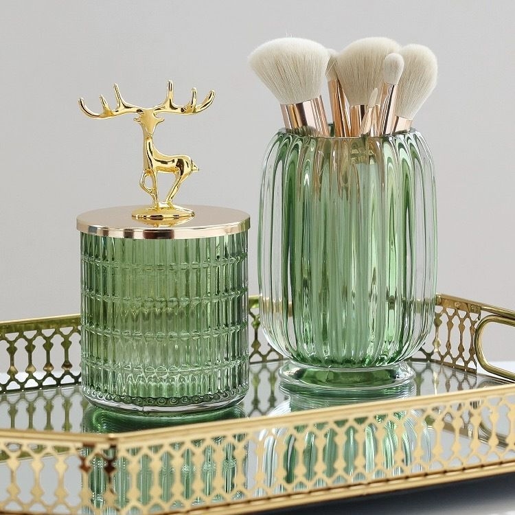 Кутия за съхранение на четки за грим от стъкло, модерен стил, персонализирана обработка