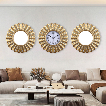 Стенен часовник Junxin 220, кръгъл класически стил, електронно движение, стрелки и цифри, световно време и 24-часово показване