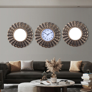 Стенен часовник Junxin 220, кръгъл класически стил, електронно движение, стрелки и цифри, световно време и 24-часово показване