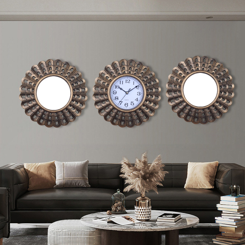 Стенен часовник Junxin 220, кръгъл класически стил, електронно движение, стрелки и цифри, световно време и 24-часово показване