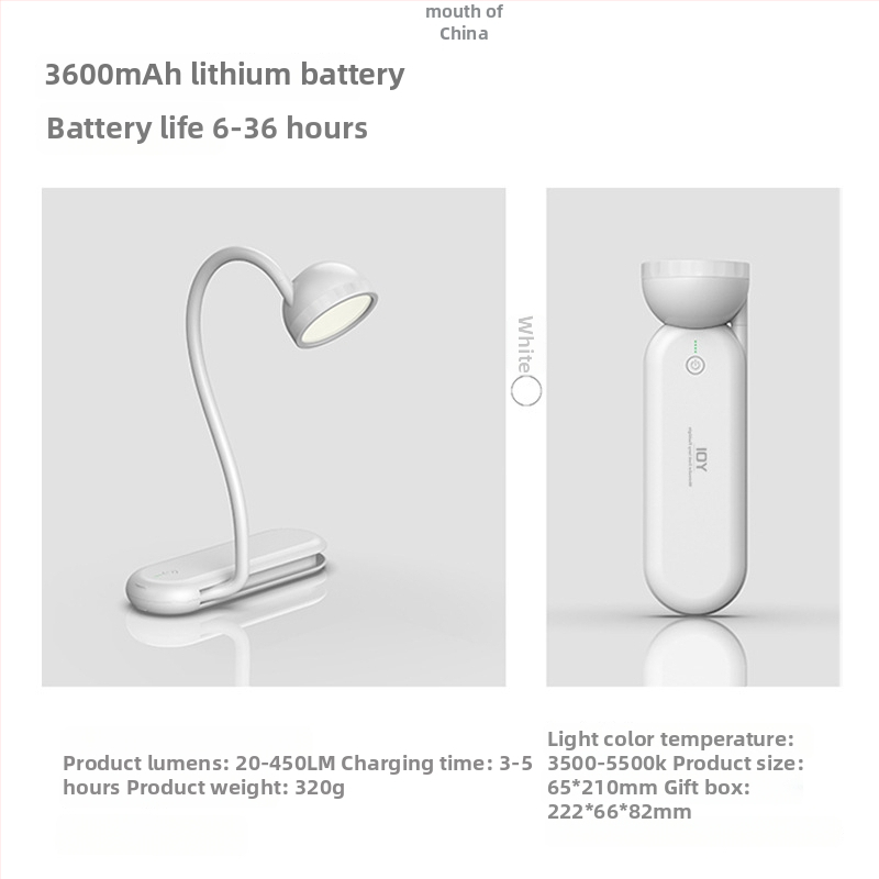 Acu aizsargājoša galda lampa ar dubultiem gaismas avotiem, pārnēsājama, ar iebūvētu litija akumulatoru, ABS abažūra, piemērota mācībām un lasīšanai.