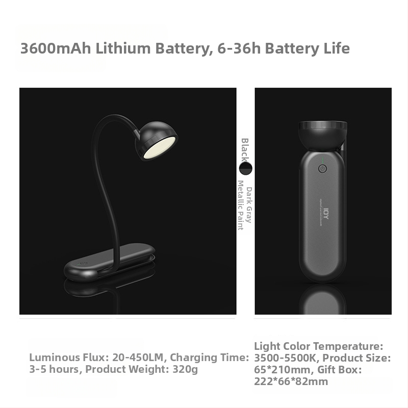 Acu aizsargājoša galda lampa ar dubultiem gaismas avotiem, pārnēsājama, ar iebūvētu litija akumulatoru, ABS abažūra, piemērota mācībām un lasīšanai.