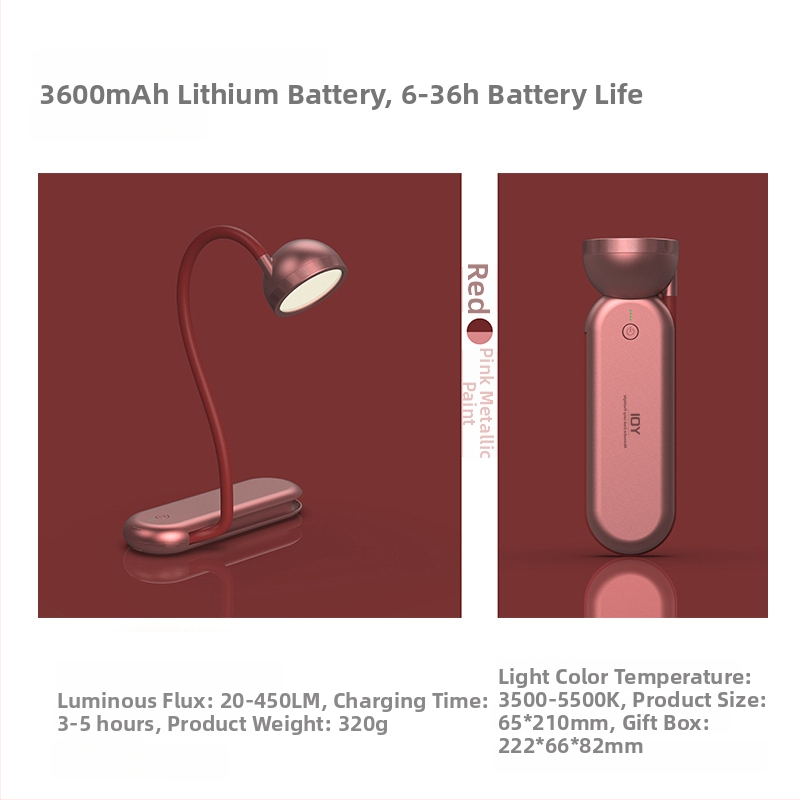 Acu aizsargājoša galda lampa ar dubultiem gaismas avotiem, pārnēsājama, ar iebūvētu litija akumulatoru, ABS abažūra, piemērota mācībām un lasīšanai.