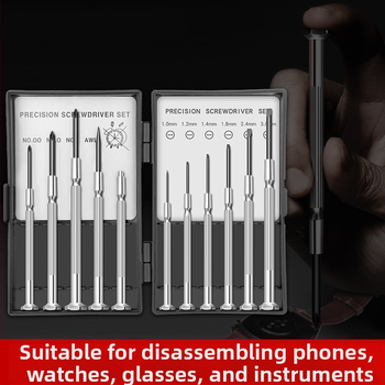 Pulksteņa skrūvgriežu komplekts ar krustojošu un plakano uzgaļu, augstas cietības oglekļa tērauds, remontam un demontāžai