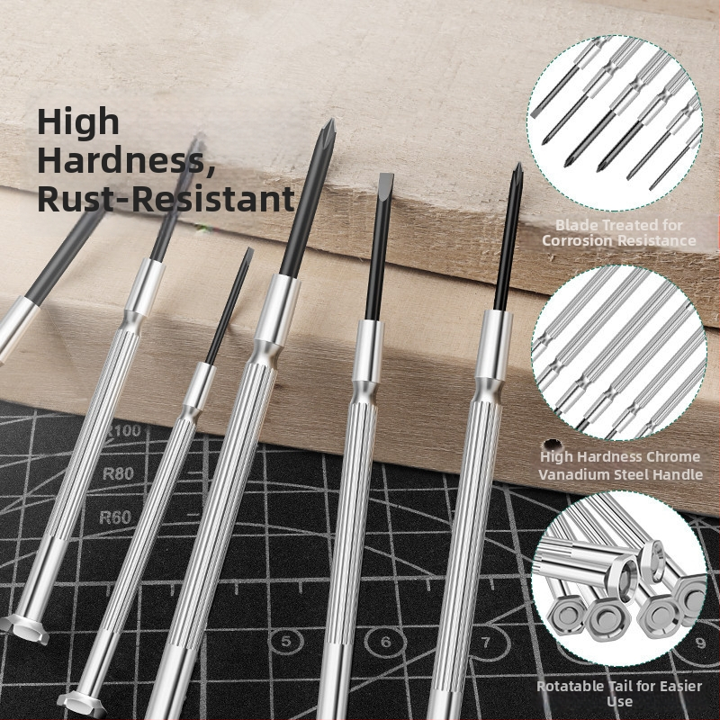 Pulksteņa skrūvgriežu komplekts ar krustojošu un plakano uzgaļu, augstas cietības oglekļa tērauds, remontam un demontāžai