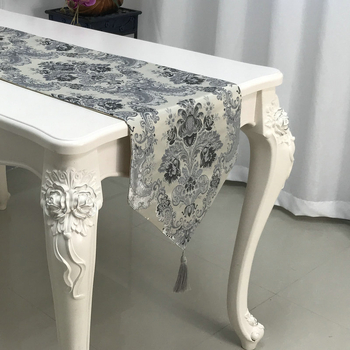 Asztalterítő európai ezüst jacquard virágos mintával, 85% poliészter / 15% polipropilén, testreszabható, Ronghe