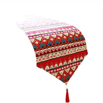 Boheemiline puuvillase-lina voodikaunistus koos voodi lipu ja äärte kangaga, triibuline, kohandatav, hotellistiil