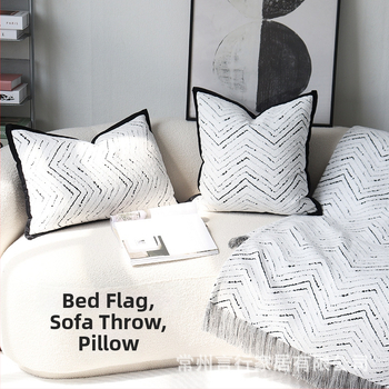 Põhjama stiilis voodi lõpu kate jooksja kala-köha muster, puuvill, hotelliklass, kohandatav logomustriga