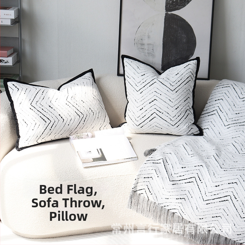 Põhjama stiilis voodi lõpu kate jooksja kala-köha muster, puuvill, hotelliklass, kohandatav logomustriga