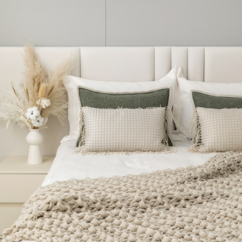 Voodipesu komplekt - kaasaegne minimalistlik polüester koos vööri, teki ja voodi serva ribaga - hotellistiil, muster: teine, kvaliteetne toode