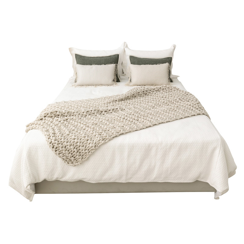 Voodipesu komplekt - kaasaegne minimalistlik polüester koos vööri, teki ja voodi serva ribaga - hotellistiil, muster: teine, kvaliteetne toode