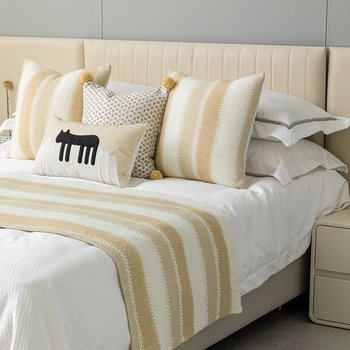 Põhjamaaline hotellistiili voodipesukomplekt triibulise mustriga, kohandamis- ja logotüübi trükimise võimalus, premium