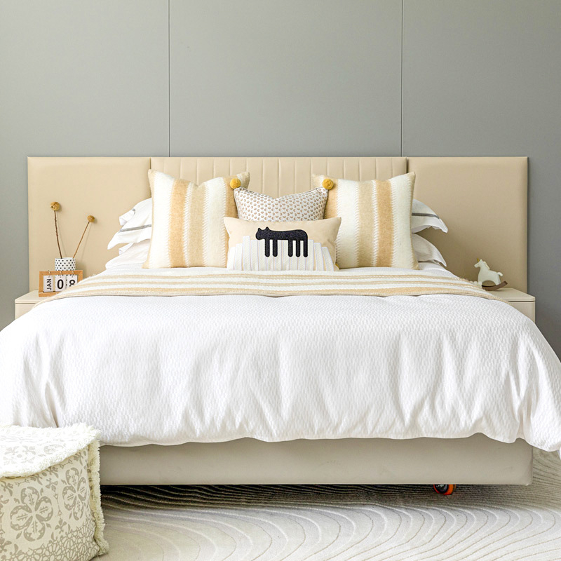 Põhjamaaline hotellistiili voodipesukomplekt triibulise mustriga, kohandamis- ja logotüübi trükimise võimalus, premium