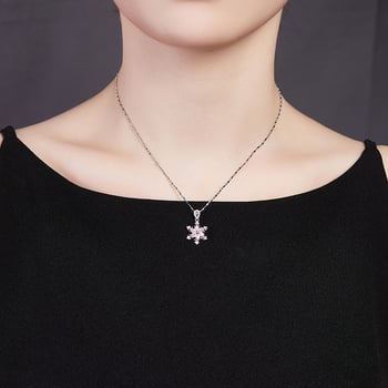 Ogrlica od 925 srebra s rotirajućom pahuljom i cirkonima, standardni lanac, opseg 41–50 cm, Instagram stil, jesen 2025