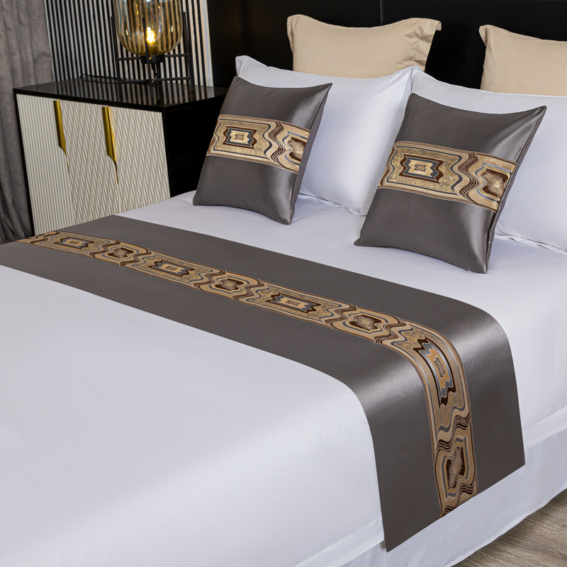 Хавлия за края на леглото - полиестер, ивици, модерен минималистичен стил, хотелски клас