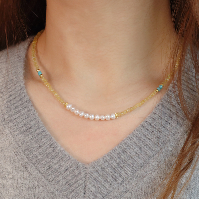 Ogrlica od prirodnog citrina s geometrijskim privjeskom, ručna izrada, privjesak od 18k zlata, kuglični lanac, unisex
