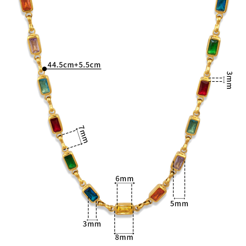 Unisex retro lanac za ključnu kost s četvrtastim šarenim kristalima