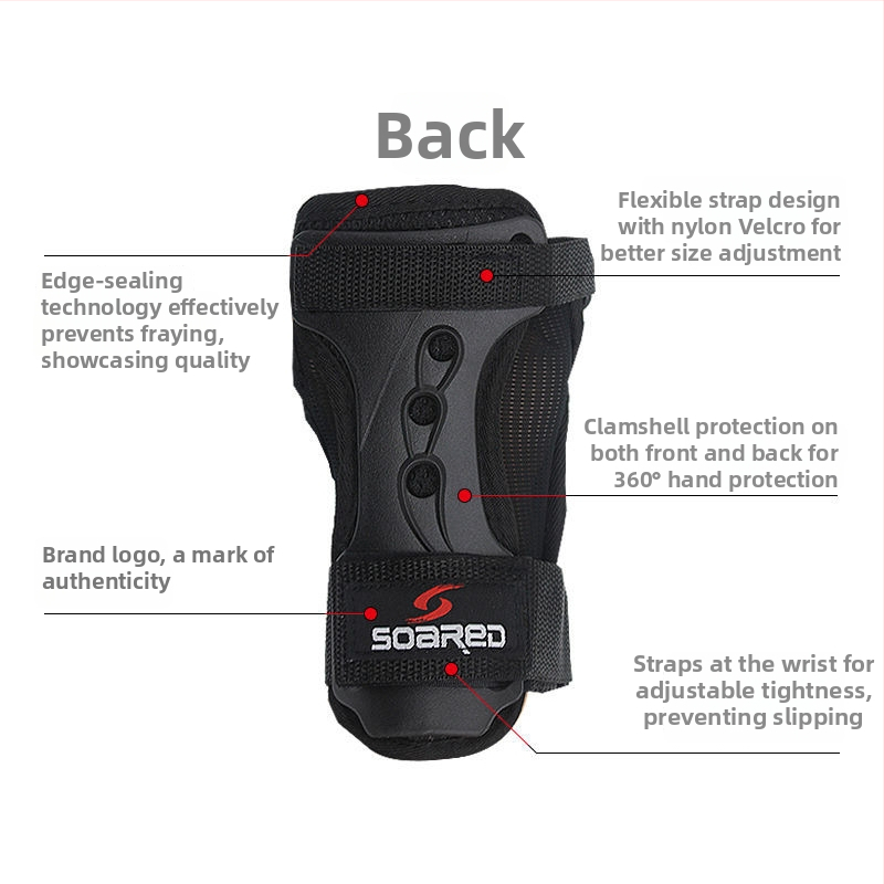 Rokas sargi slēpošanai un roleru slidām, uzlaboti, paplašināti rokas sargi, regulējams ciets atbalsts