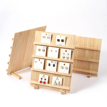 Дървен стенд за показване на обици с четири нива, висок клас