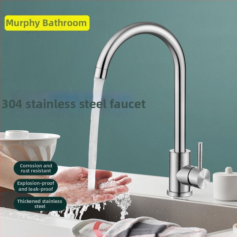 Nerūdijančio plieno virtuvės čiaupas, pasukamas, keraminių vožtuvo šerdies, modelis MM-003, 20 mm įvestis/išvestis