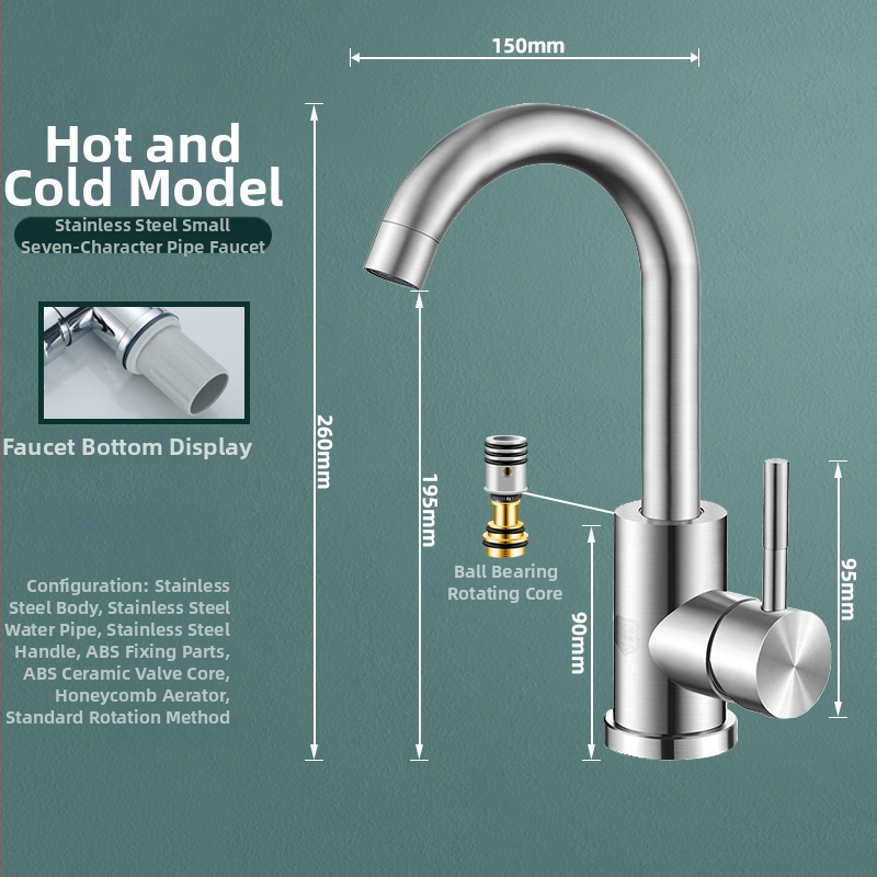 Nerūdijančio plieno virtuvės čiaupas, pasukamas, keraminių vožtuvo šerdies, modelis MM-003, 20 mm įvestis/išvestis