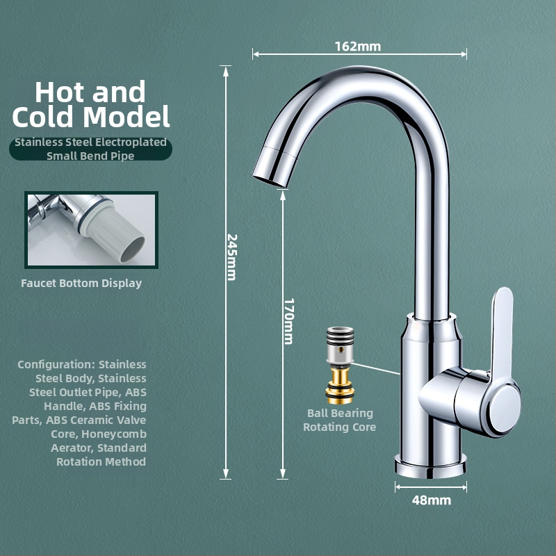 Nerūdijančio plieno virtuvės čiaupas, pasukamas, keraminių vožtuvo šerdies, modelis MM-003, 20 mm įvestis/išvestis