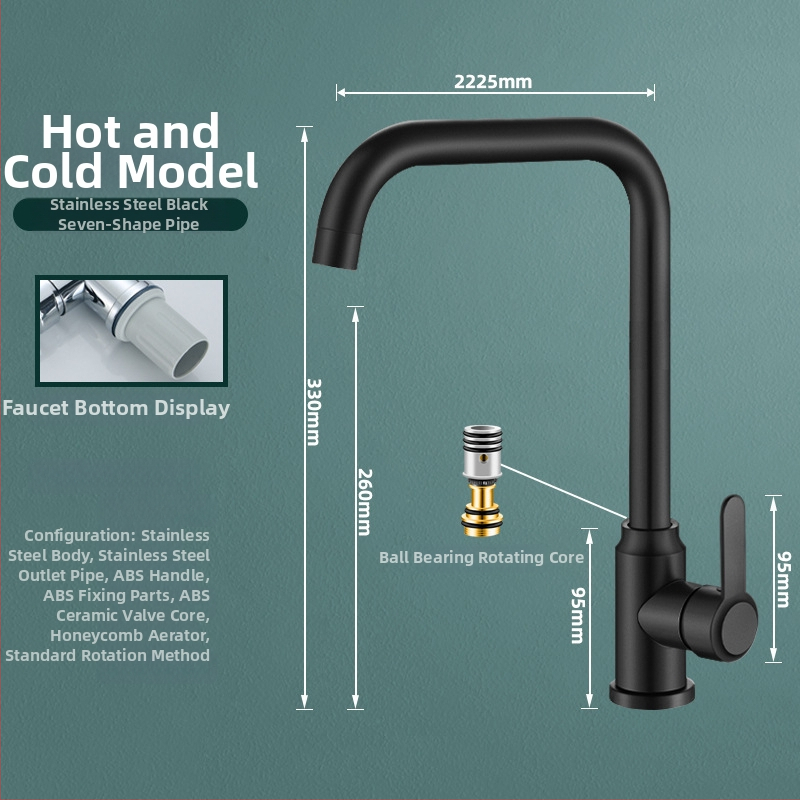Nerūdijančio plieno virtuvės čiaupas, pasukamas, keraminių vožtuvo šerdies, modelis MM-003, 20 mm įvestis/išvestis