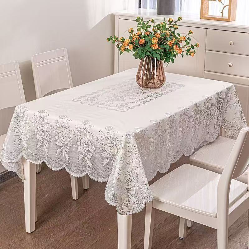 Europski stil, lagani luksuz, okrugli PVC stolnjak s jednostavnim cvjetnim uzorkom, za kuću, restoran i hotel