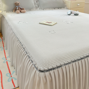 Комплект ледено-коприна матове за легло – миещи се, сгъваеми, жакардова тъкан, вискозно влакно, три части