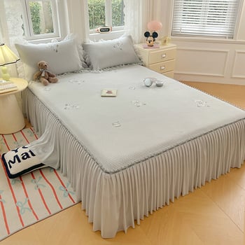 Комплект ледено-коприна матове за легло – миещи се, сгъваеми, жакардова тъкан, вискозно влакно, три части