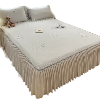 Комплект ледено-коприна матове за легло – миещи се, сгъваеми, жакардова тъкан, вискозно влакно, три части