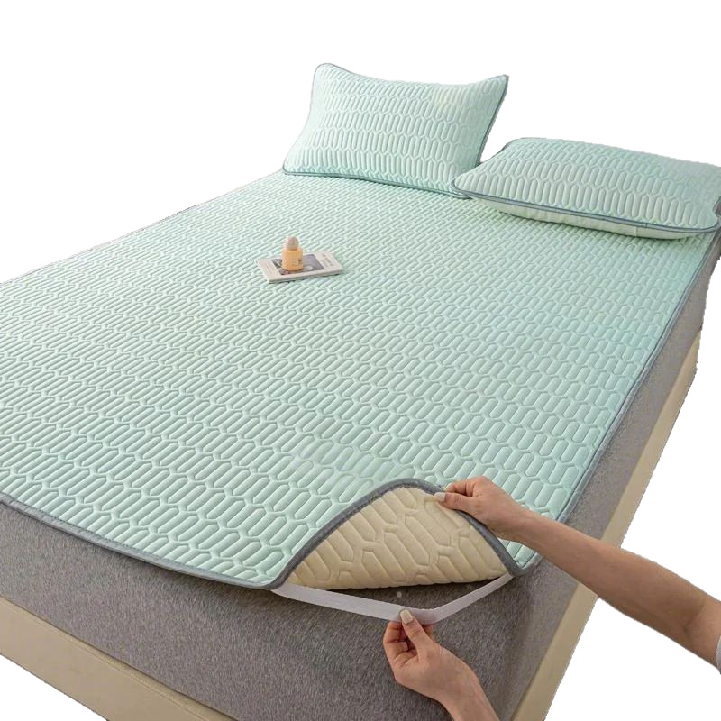 Covoraș de pat din viscoză (ice silk), saltea răcoroasă pliabilă pentru cămine studențești, țesătură imprimată, stil modern simplu