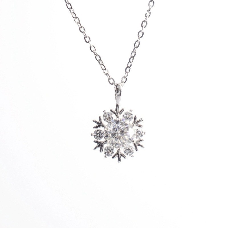 Ženski ogrlica od srebra 925 s pahuljicom od moissanita 1 karat, lanac u obliku O